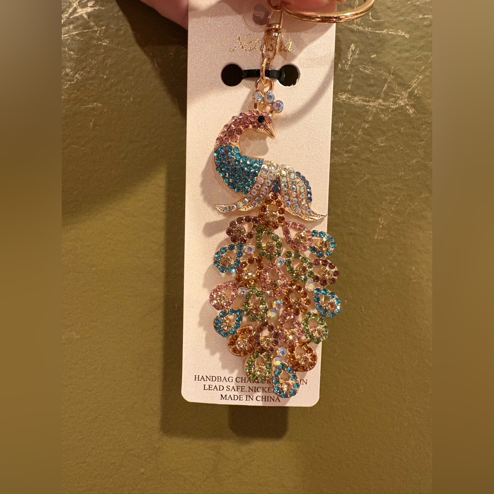 Colorful Peacock Keychain/ Purse Charm